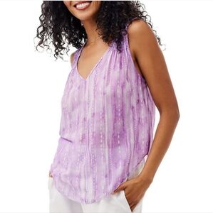 Bella Dahl Womens Purple Smocked Tank Summer‎ Pullover Top Shirt XS NWT